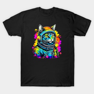 cat astronaut psychedelic T-Shirt